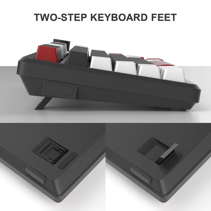 75% Mechanical Gaming Keyboard with Knob Control, Blue Backlit Wired Gaming Keyboard Red/Yellow Switch for PC Windows