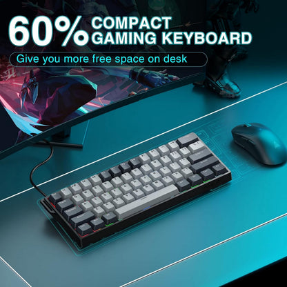 WIN60 HE 61-Key Wired Hall Effect Magnetic 60% Gaming Keyboard, RGB, Instant Commands, 60% Compact Design, Near-Zero Delay, Custom Actuation, Rapid Response - Grey/Black