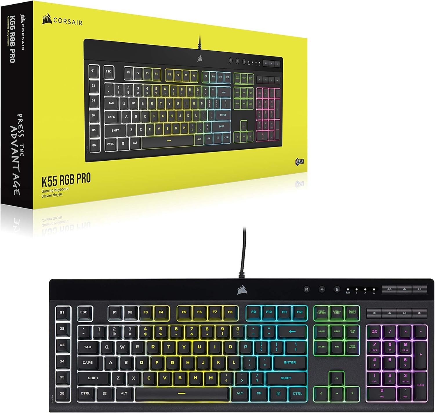 Corsair K55 RGB PRO Membrane Wired Gaming Keyboard – Black