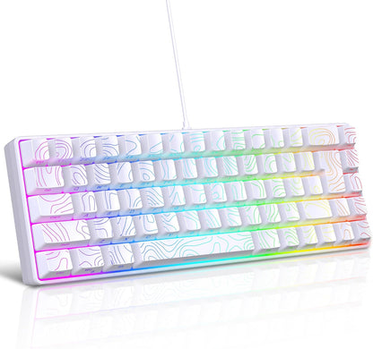 65% Wired Gaming Keyboard, 68 Keys RGB (Contour-Line, White)