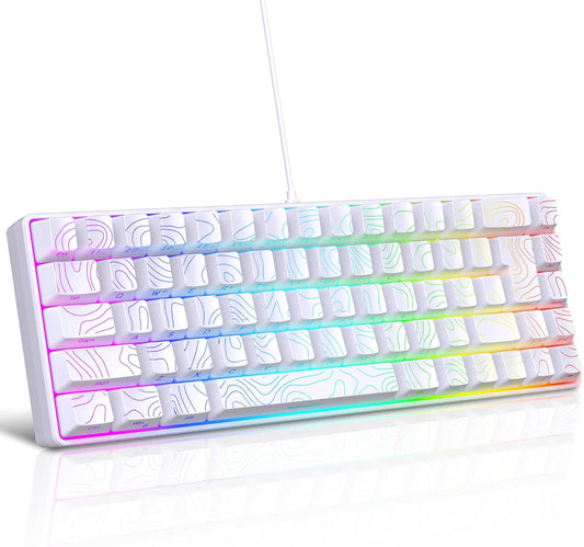 65% Wired Gaming Keyboard, 68 Keys RGB (Contour-Line, White)
