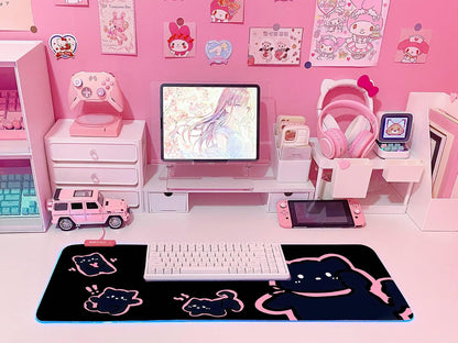 Pink RGB Gaming Mouse Pad 31.5X12 Inch PC XL Large Extended Glowing Led Light up Desk Pad Non-Slip Rubber Base Computer Cute Mousepad Mat Desk Accessories Gaming Setup 43-103