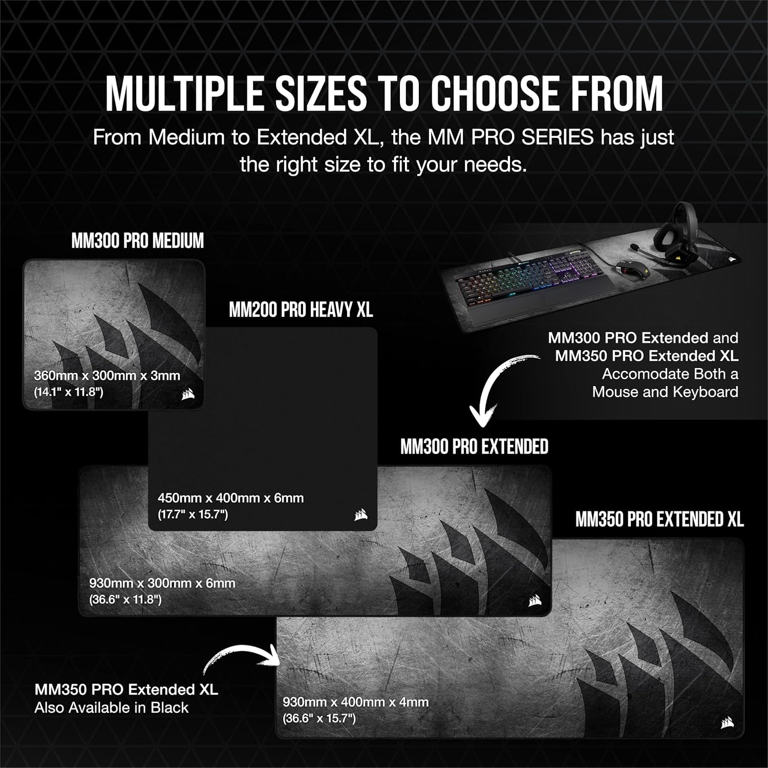 Corsair MM300 PRO Premium Spill-Proof Cloth Gaming Mouse Pad – Medium - Multicolor