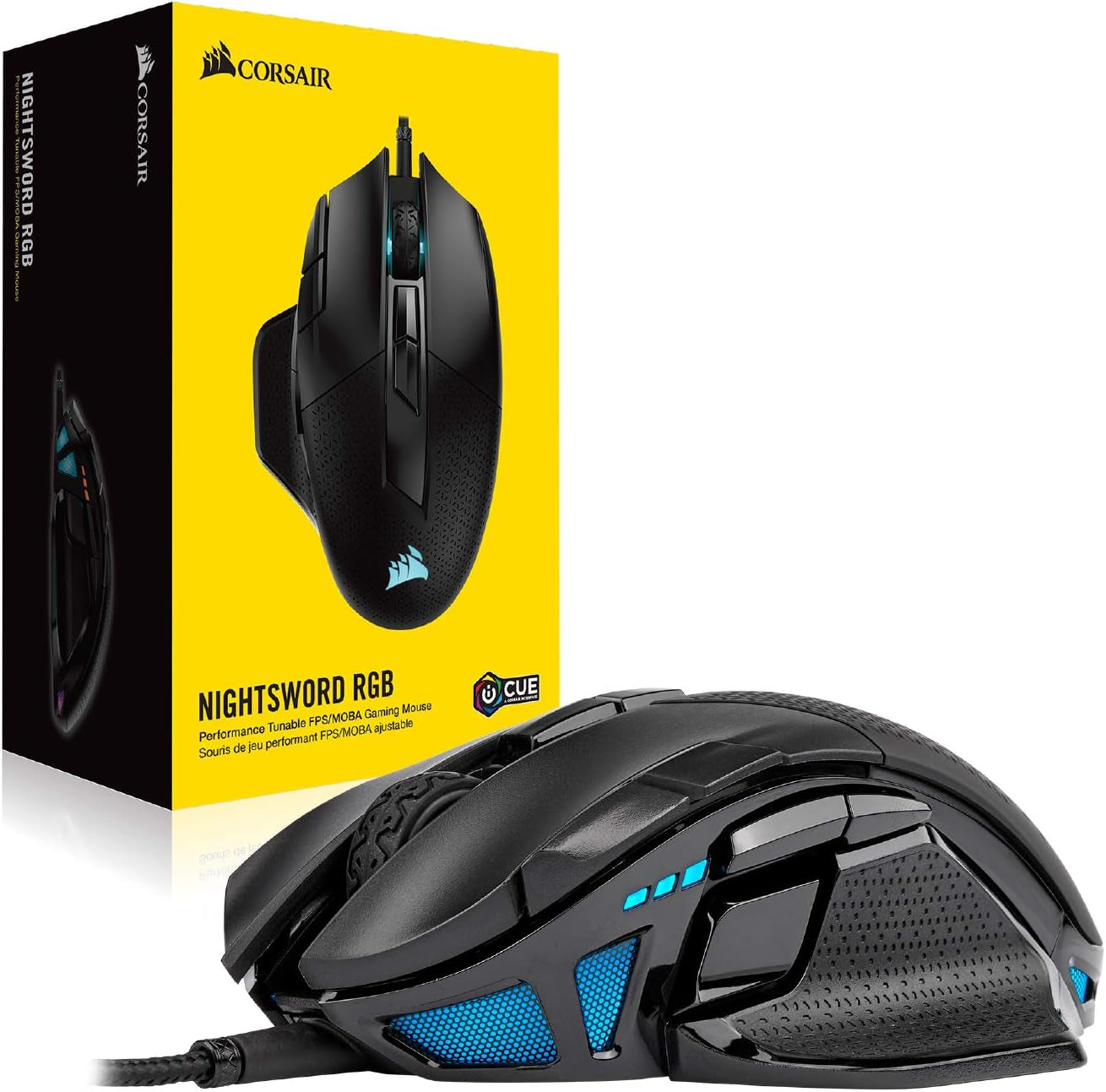Corsair NIGHTSWORD RGB Adjustable Weight FPS MOBA PC Gaming Mouse – Black