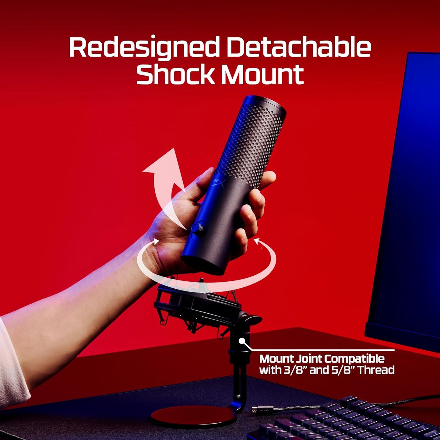 Quadcast 2 S – USB Microphone, with RGB Lighting, Streaming and Podcasting, with On-Board Controls, LED Lighting, Removable Shock Mount, PC, Mac, USB-C - Black