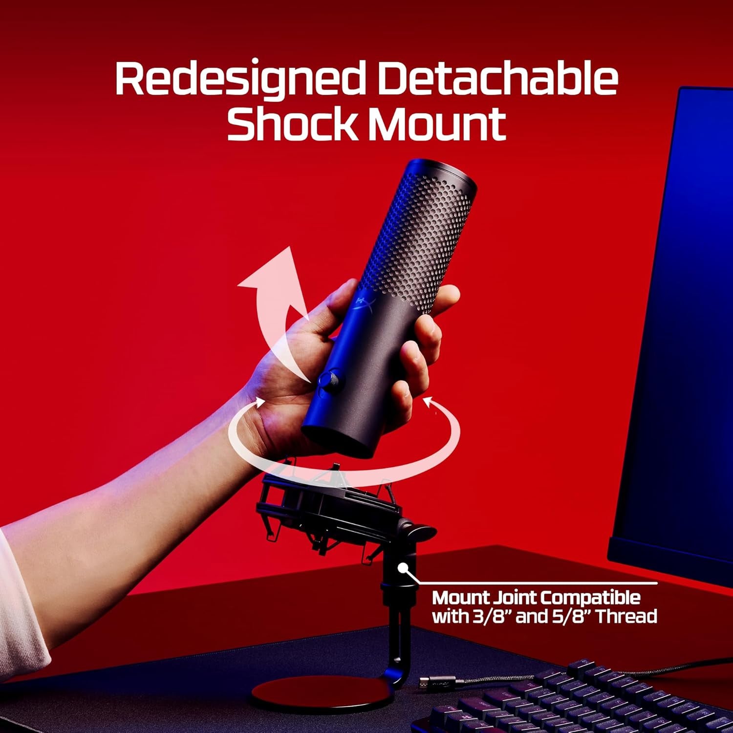 Quadcast 2 S – USB Microphone, with RGB Lighting, Streaming and Podcasting, with On-Board Controls, LED Lighting, Removable Shock Mount, PC, Mac, USB-C - Black
