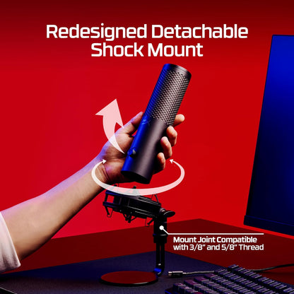 Quadcast 2 S – USB Microphone, with RGB Lighting, Streaming and Podcasting, with On-Board Controls, LED Lighting, Removable Shock Mount, PC, Mac, USB-C - Black