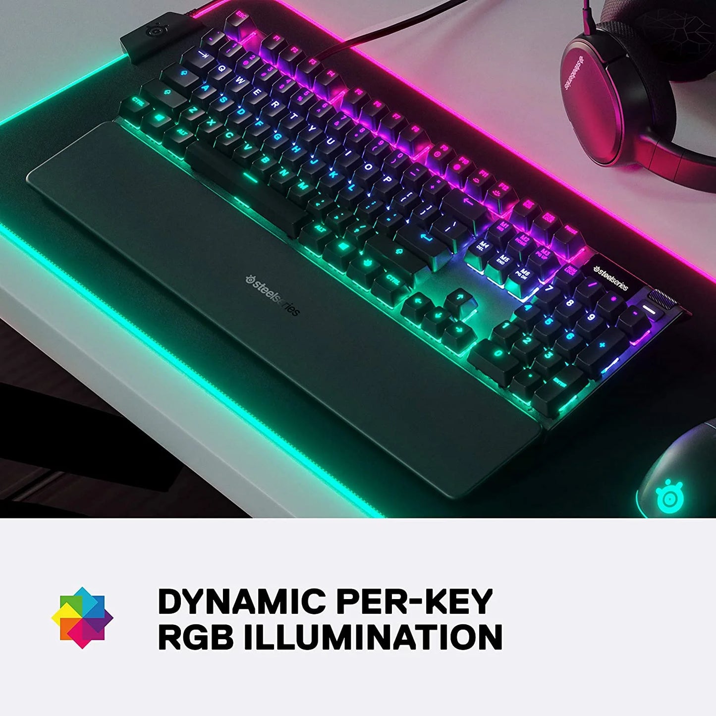 Apex 5 Mechanical Gaming Keyboard - Per-Key RGB Illumination , OLED Smart Display - Black