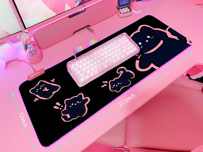 Pink RGB Gaming Mouse Pad 31.5X12 Inch PC XL Large Extended Glowing Led Light up Desk Pad Non-Slip Rubber Base Computer Cute Mousepad Mat Desk Accessories Gaming Setup 43-103