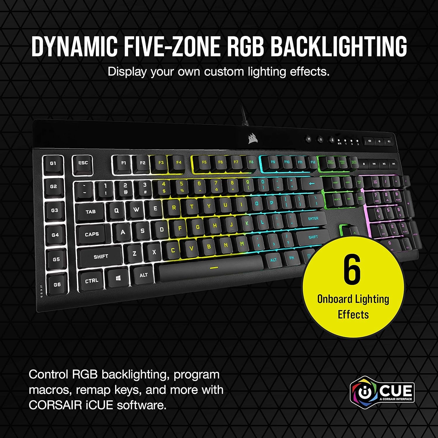 Corsair K55 RGB PRO Membrane Wired Gaming Keyboard – Black