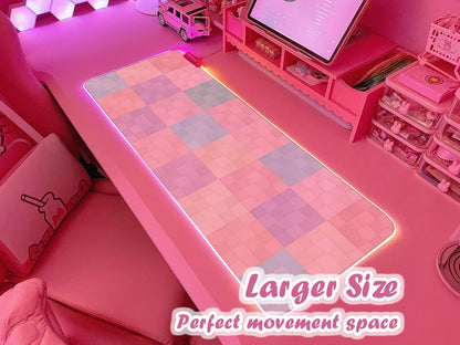 Pink RGB Gaming Mouse Pad 31.5X12 Inch PC XL Large Extended Glowing Led Light up Desk Pad Non-Slip Rubber Base Computer Cute Mousepad Mat Desk Accessories Gaming Setup 62