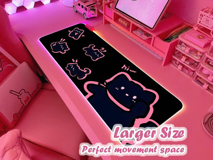 Pink RGB Gaming Mouse Pad 31.5X12 Inch PC XL Large Extended Glowing Led Light up Desk Pad Non-Slip Rubber Base Computer Cute Mousepad Mat Desk Accessories Gaming Setup 43-103