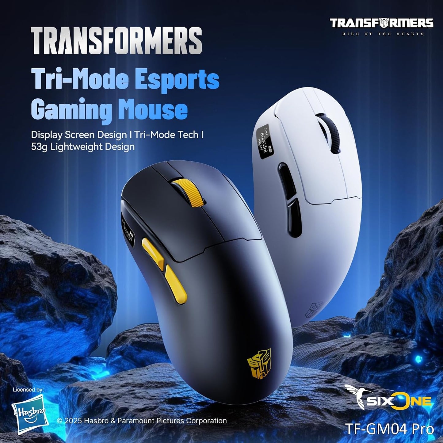 Gaming Mouse GM04 Pro, Wireless Gaming Mouse Tri-Mode Bluetooth/2.4G/Wired, 53G Ultra-Light, 24,000 DPI PAW3311 Sensor, RGB, 1000Hz, Rechargeable PC Gaming Mouse (White)