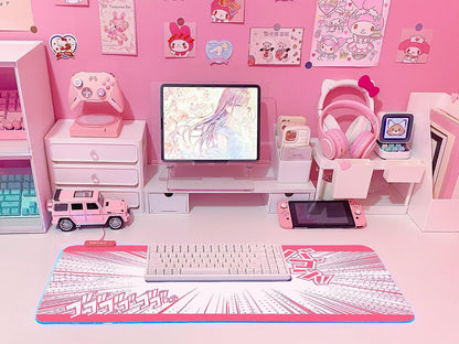Pink RGB Gaming Mouse Pad 31.5X12 Inch PC XL Large Extended Glowing Led Light up Desk Pad Non-Slip Rubber Base Computer Cute Mousepad Mat Desk Accessories Gaming Setup 41-2393-1