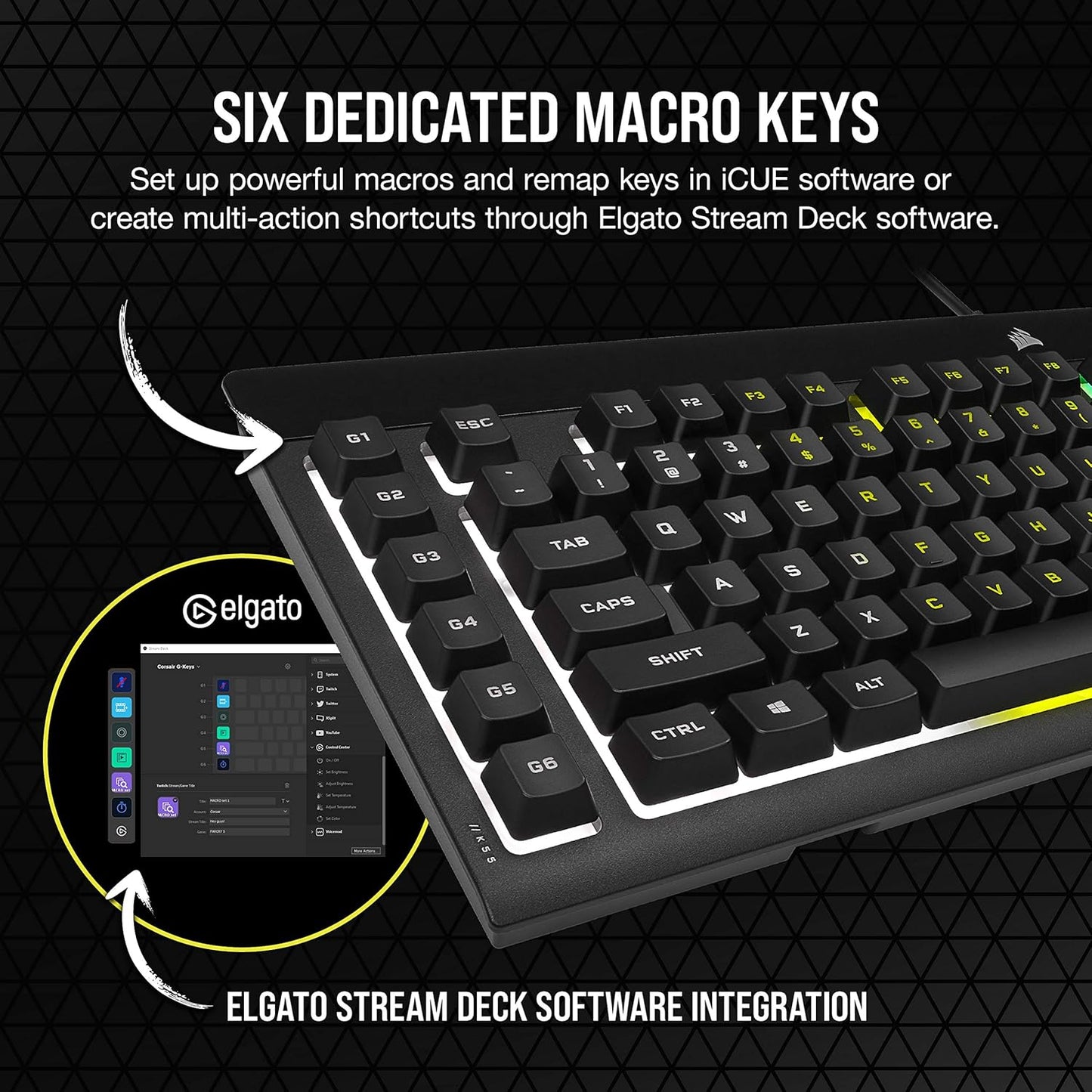 Corsair K55 RGB PRO Membrane Wired Gaming Keyboard – Black