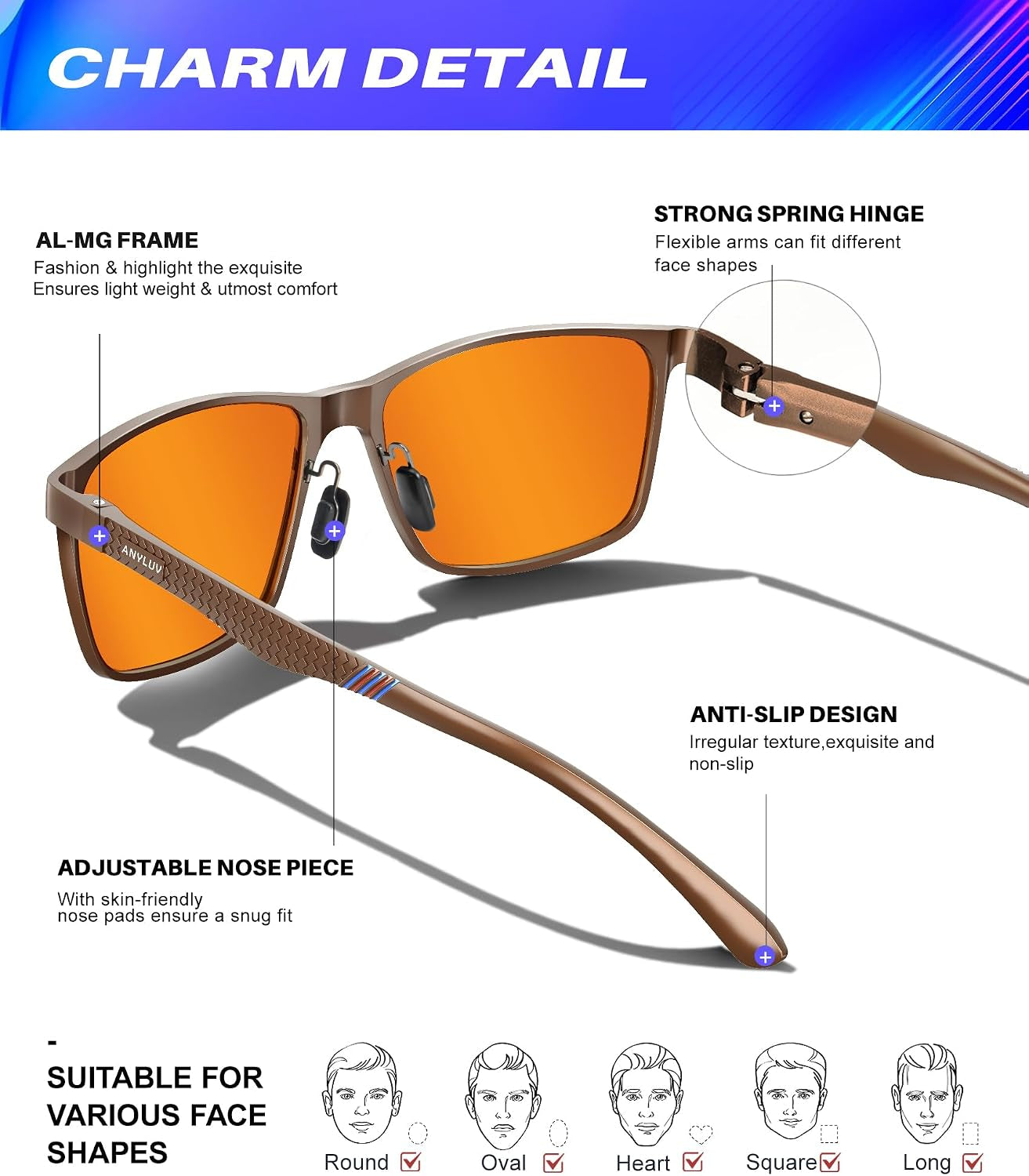Blue Light Blocking Glasses Men, Al-Mg Metal Computer Gaming
