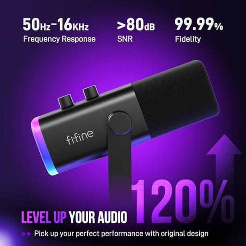 Gaming Microphone Bundle with RGB Audio Mixer, XLR Cable, Podcast Equipment Set for Streaming, Vocal, Voice-Over, Compatible with PC with Mute, Gain Knob, Headphones Monitor (AM8T+SC3W+L9)