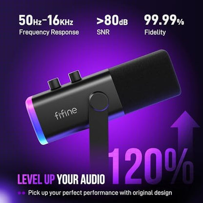 Gaming Microphone Bundle with RGB Audio Mixer, XLR Cable, Podcast Equipment Set for Streaming, Vocal, Voice-Over, Compatible with PC with Mute, Gain Knob, Headphones Monitor (AM8T+SC3W+L9)