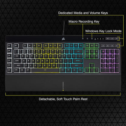 Corsair K55 RGB PRO Membrane Wired Gaming Keyboard – Black