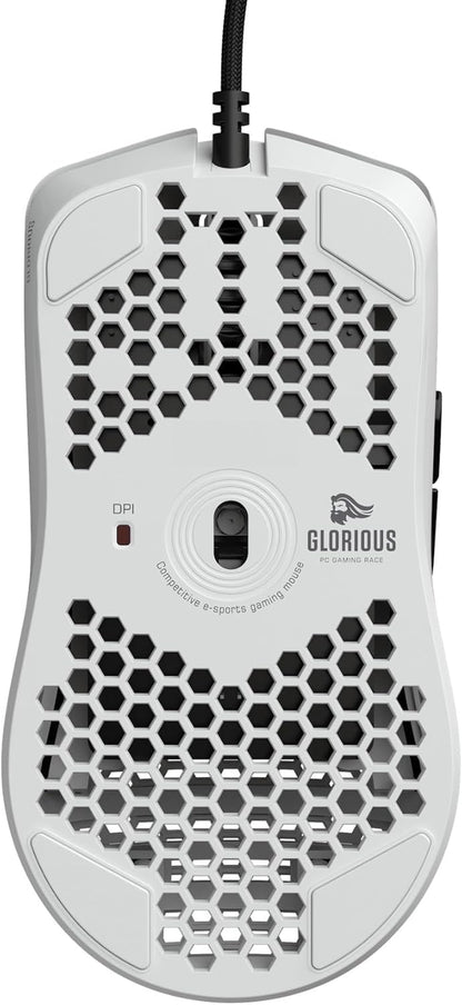 Model O- (Minus) Compact Wired Gaming Mouse - 58G Superlight Honeycomb Design, RGB, Pixart 3360 Sensor, Ambidextrous, Omron Switches - Matte White