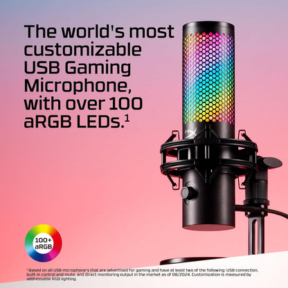 Quadcast 2 S – USB Microphone, with RGB Lighting, Streaming and Podcasting, with On-Board Controls, LED Lighting, Removable Shock Mount, PC, Mac, USB-C - Black