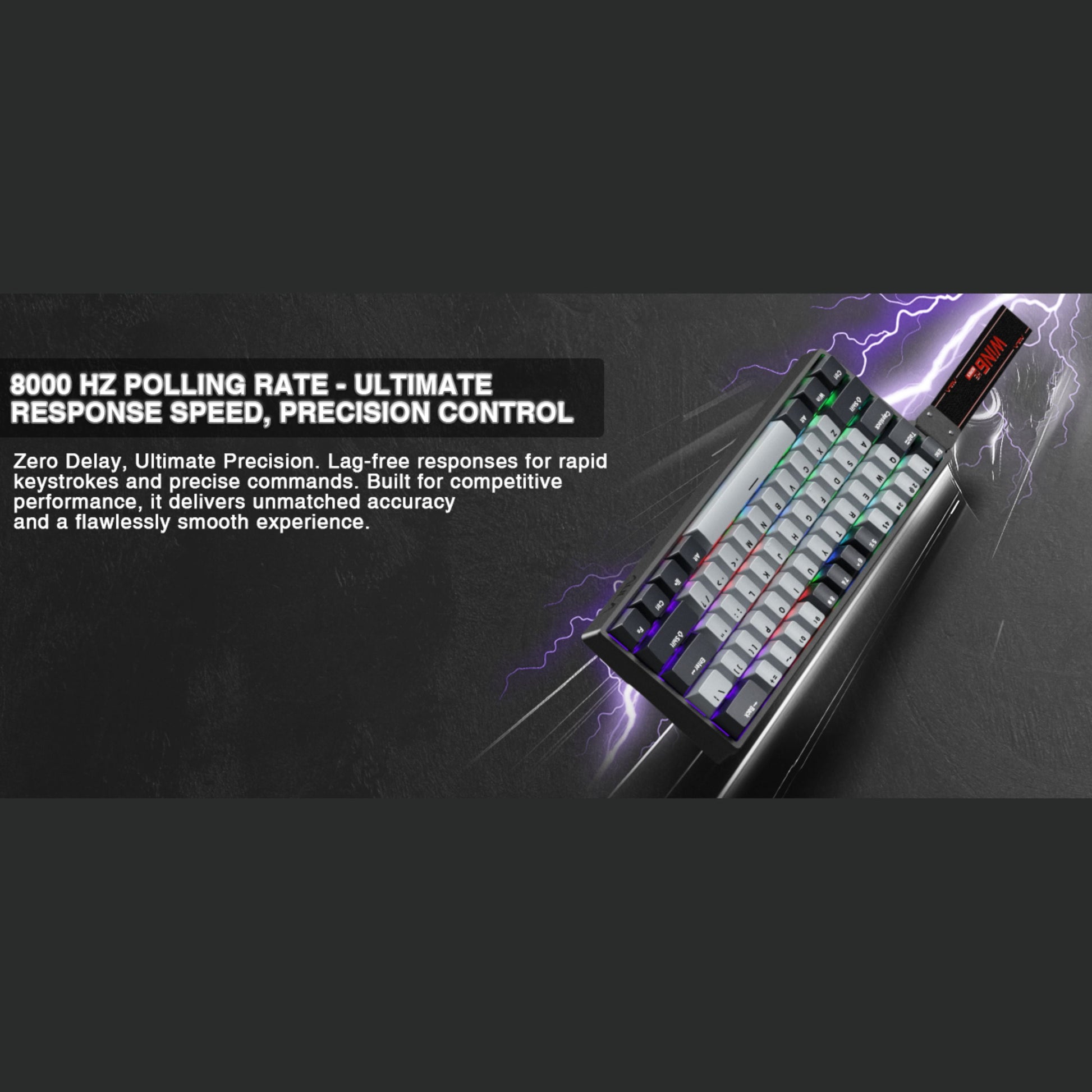 WIN60 HE 61-Key Wired Hall Effect Magnetic 60% Gaming Keyboard, RGB, Instant Commands, 60% Compact Design, Near-Zero Delay, Custom Actuation, Rapid Response - Grey/Black