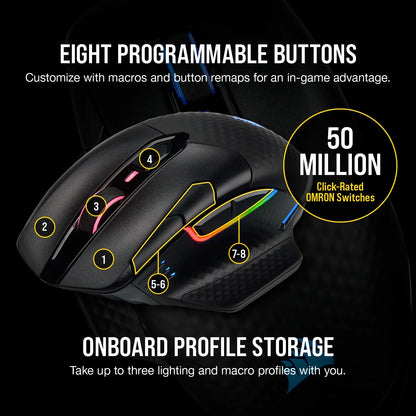 DARK CORE RGB PRO SE Wireless FPS/MOBA Gaming Mouse with SLIPSTREAM Technology, Black, Backlit RGB LED, 18000 DPI, Optical, Qi Wireless Charging Certified