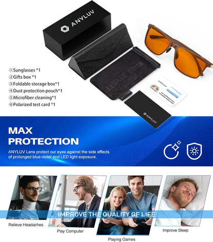 Blue Light Blocking Glasses Men, Al-Mg Metal Computer Gaming