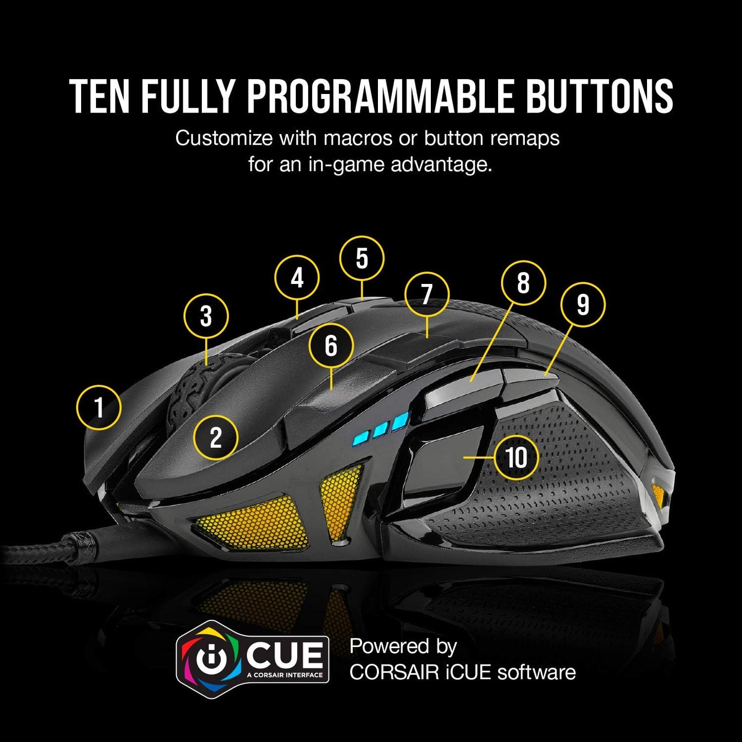 Corsair NIGHTSWORD RGB Adjustable Weight FPS MOBA PC Gaming Mouse – Black