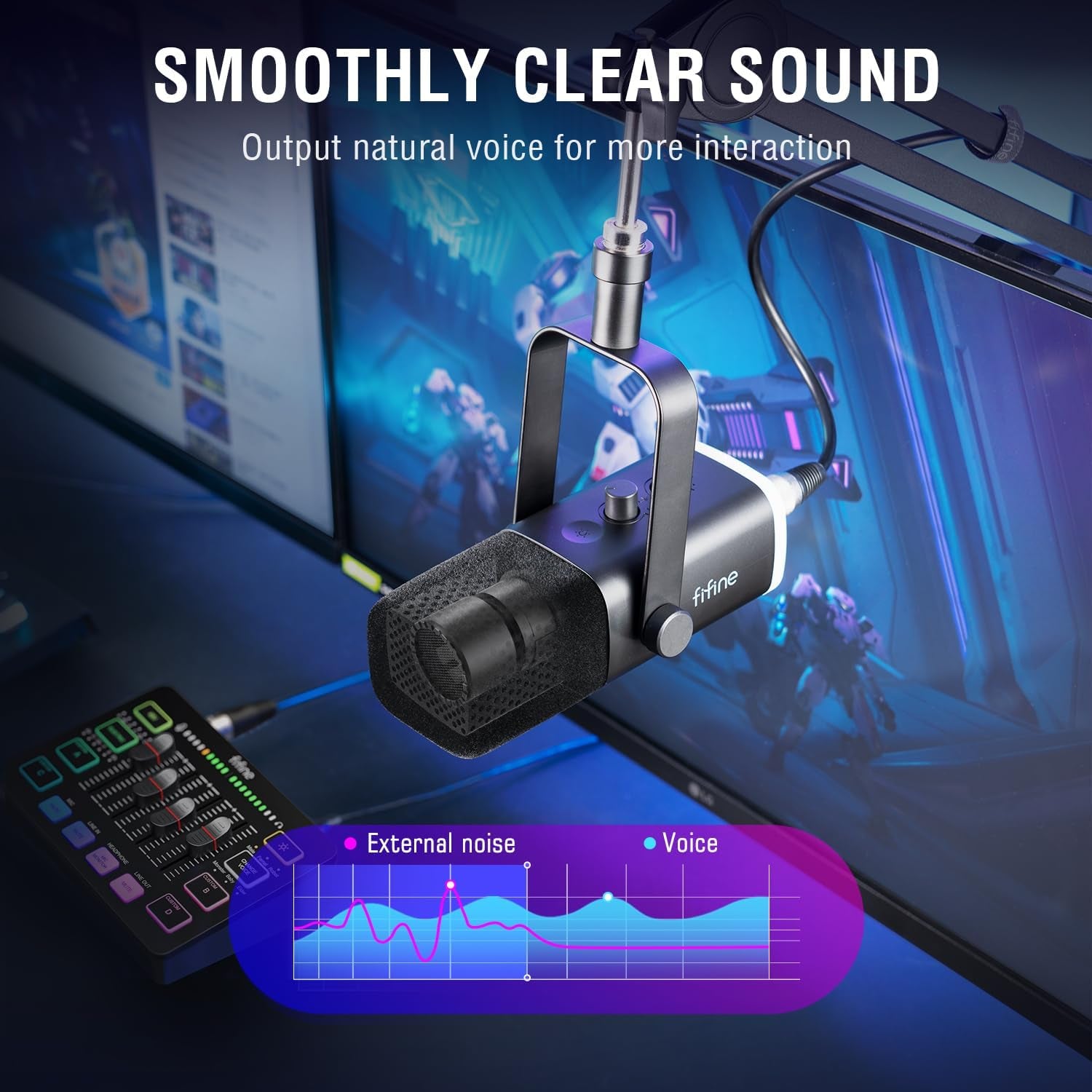 Gaming Equipment Bundle, Dynamic XLR/USB Gaming Microphone Set with Streaming Audio Mixer for Podcast Recording Video Vocal, RGB Gamer Set with Volume Fader/Xlr Interface for Pc-Ampligame KS5