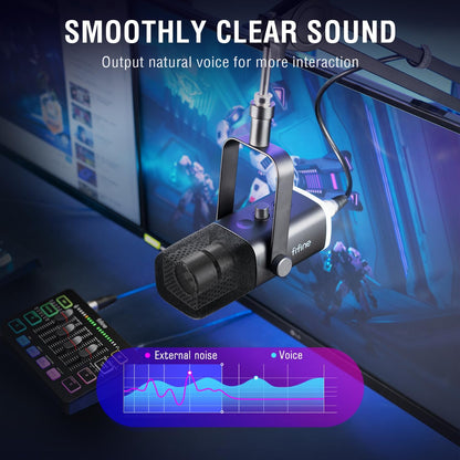 Gaming Equipment Bundle, Dynamic XLR/USB Gaming Microphone Set with Streaming Audio Mixer for Podcast Recording Video Vocal, RGB Gamer Set with Volume Fader/Xlr Interface for Pc-Ampligame KS5