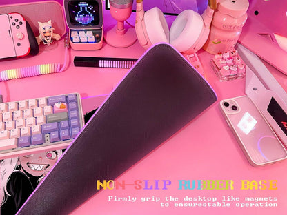 Pink RGB Gaming Mouse Pad 31.5X12 Inch PC XL Large Extended Glowing Led Light up Desk Pad Non-Slip Rubber Base Computer Cute Mousepad Mat Desk Accessories Gaming Setup Dream Girl