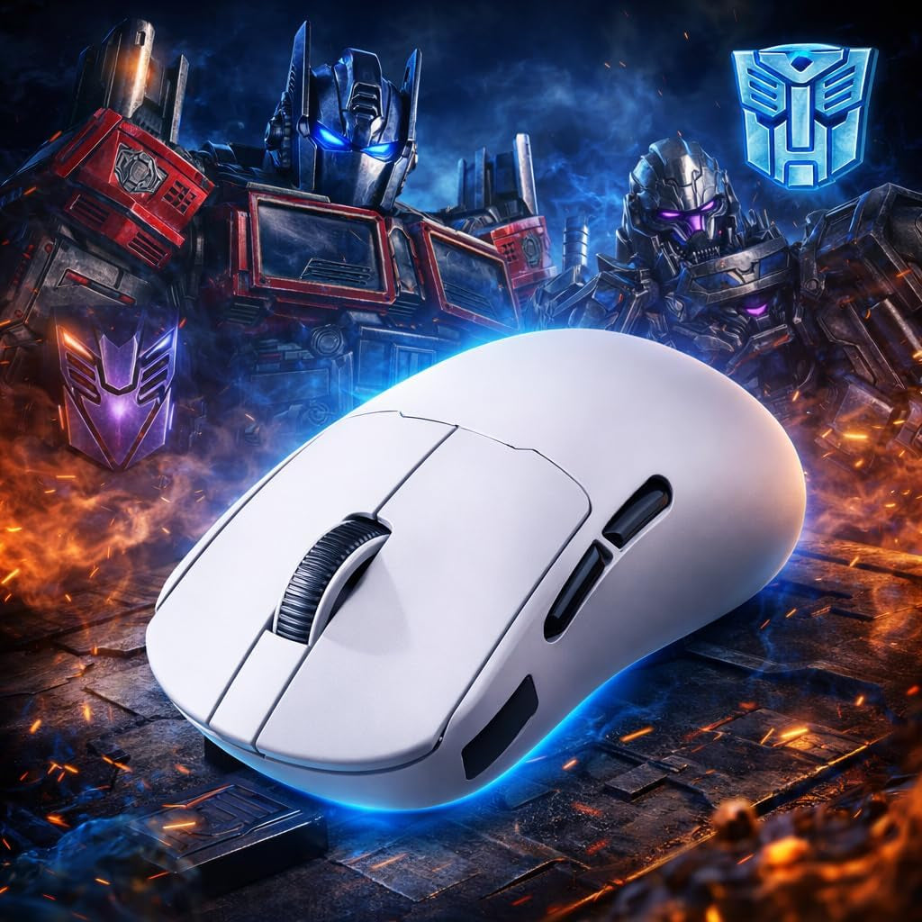 Gaming Mouse GM04 Pro, Wireless Gaming Mouse Tri-Mode Bluetooth/2.4G/Wired, 53G Ultra-Light, 24,000 DPI PAW3311 Sensor, RGB, 1000Hz, Rechargeable PC Gaming Mouse (White)