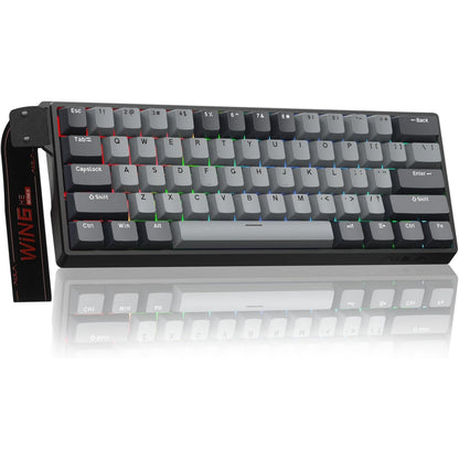 WIN60 HE 61-Key Wired Hall Effect Magnetic 60% Gaming Keyboard, RGB, Instant Commands, 60% Compact Design, Near-Zero Delay, Custom Actuation, Rapid Response - Grey/Black