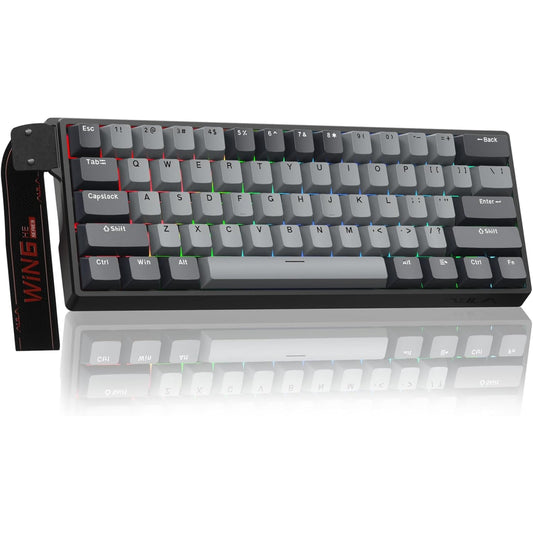 WIN60 HE 61-Key Wired Hall Effect Magnetic 60% Gaming Keyboard, RGB, Instant Commands, 60% Compact Design, Near-Zero Delay, Custom Actuation, Rapid Response - Grey/Black