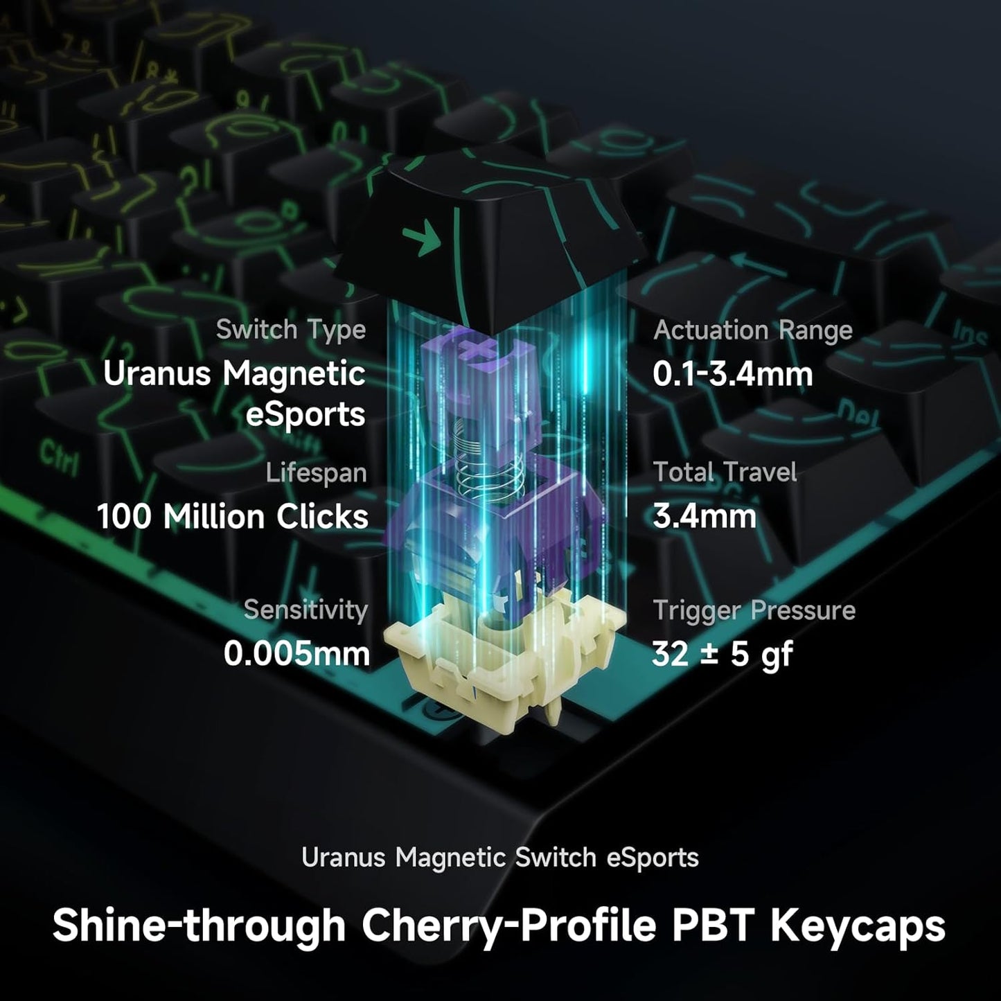 ACE 68 60% Mechanical Gaming Keyboard Wired Rapid Trigger Hall Effect Keyboard Magnetic Switch Adjustable Actuation 8000Hz Polling Rate Custom RGB MAC Laptop(Black Topographic TTC Dragon Lord)
