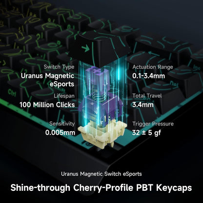 ACE 68 60% Mechanical Gaming Keyboard Wired Rapid Trigger Hall Effect Keyboard Magnetic Switch Adjustable Actuation 8000Hz Polling Rate Custom RGB MAC Laptop(Black Topographic TTC Dragon Lord)