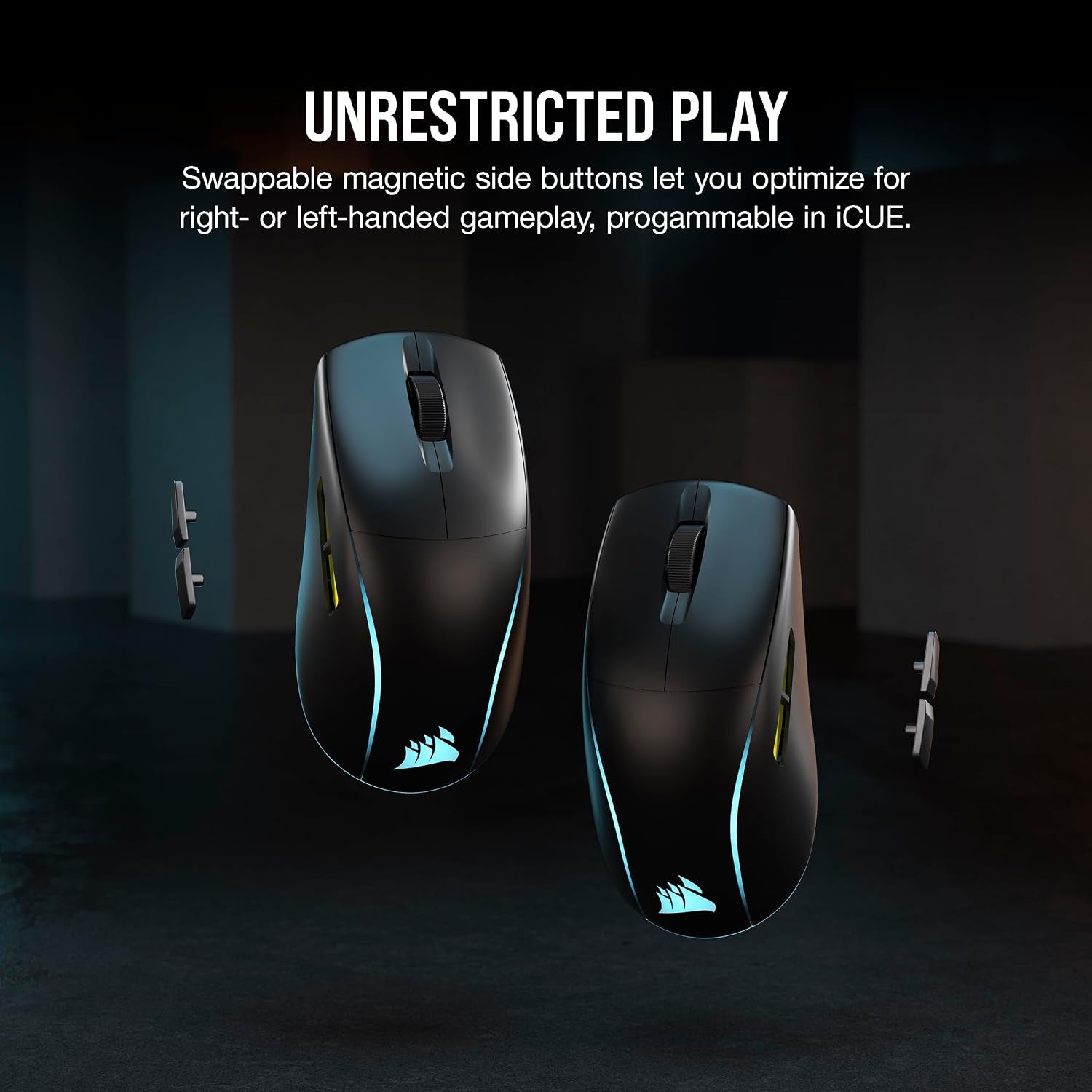 Corsair M75 Wireless RGB Lightweight FPS Gaming Mouse – 26,000 DPI – Swappable Side Buttons – Icue Compatible – PC – Black