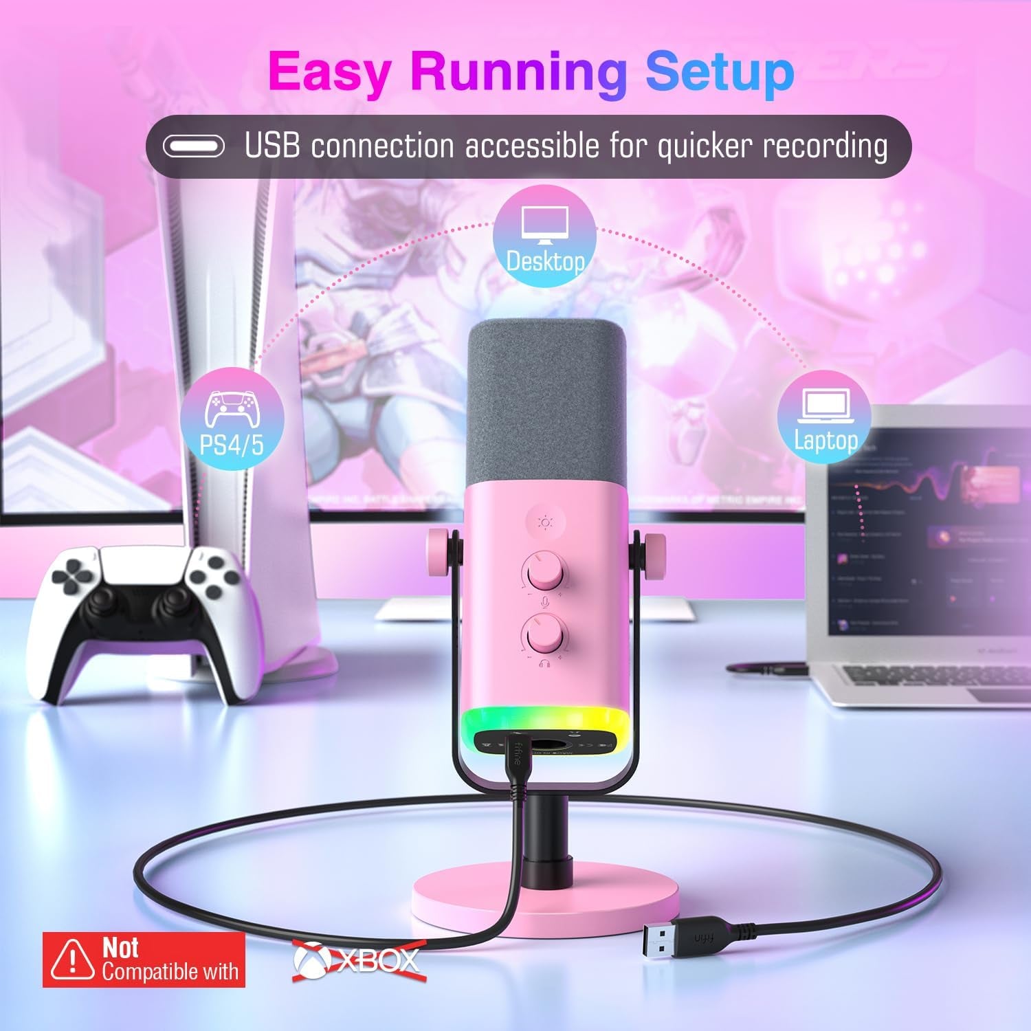 Ampligame AM8P XLR/USB Dynamic Microphone for Gaming Recording
