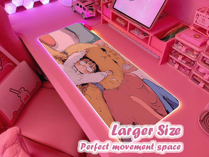 Pink RGB Gaming Mouse Pad 31.5X12 Inch PC XL Large Extended Glowing Led Light up Desk Pad Non-Slip Rubber Base Computer Cute Mousepad Mat Desk Accessories Gaming Setup Cozy Hideout