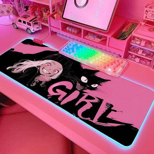 Pink RGB Gaming Mouse Pad 31.5X12 Inch PC XL Large Extended Glowing Led Light up Desk Pad Non-Slip Rubber Base Computer Cute Mousepad Mat Desk Accessories Gaming Setup Dream Girl