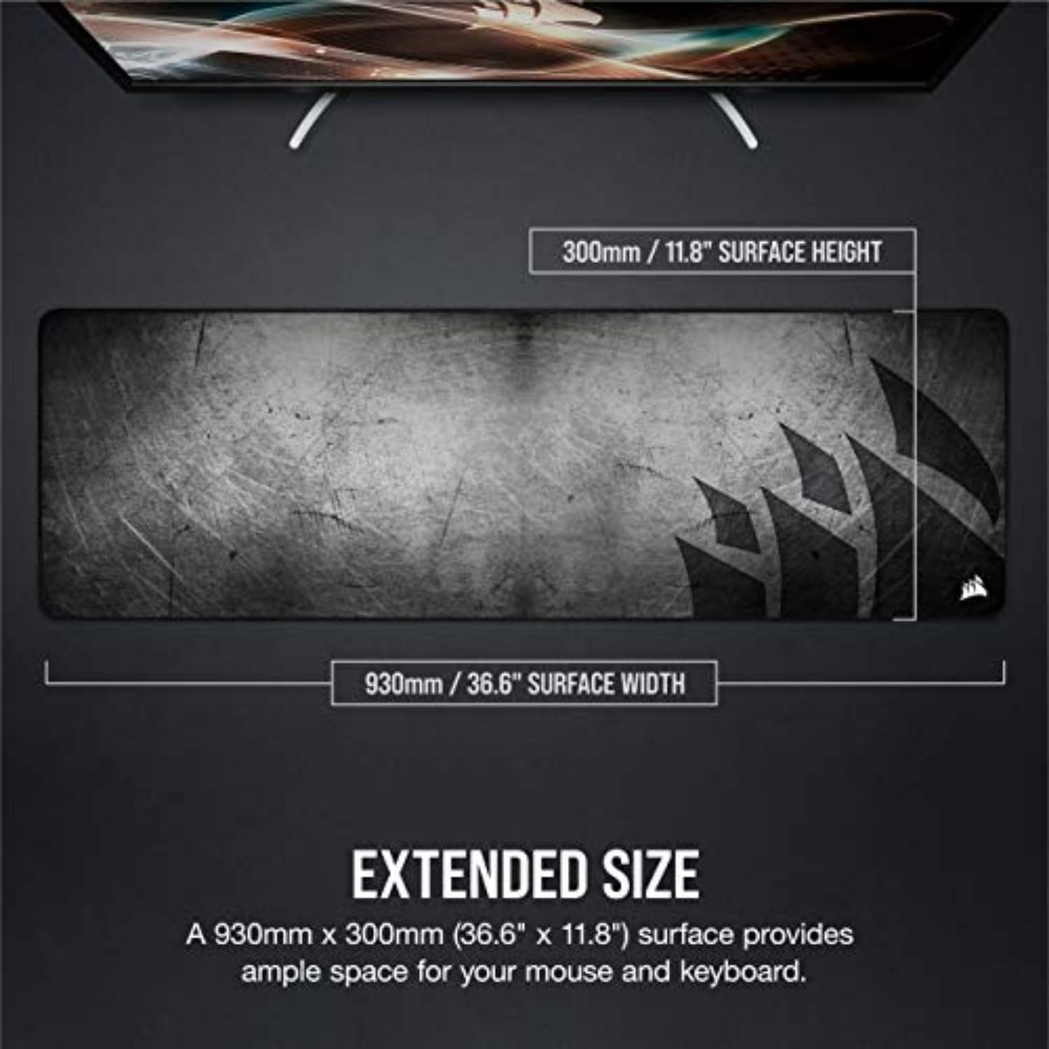Corsair MM300 PRO Premium Spill-Proof Cloth Gaming Mouse Pad – Extended - Multicolor