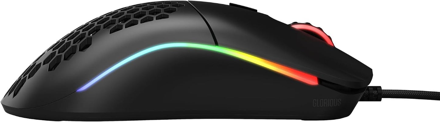 Model O- (Minus) Compact Wired Gaming Mouse - 58G Superlight Honeycomb Design, RGB, Pixart 3360 Sensor, Ambidextrous, Omron Switches - Matte Black