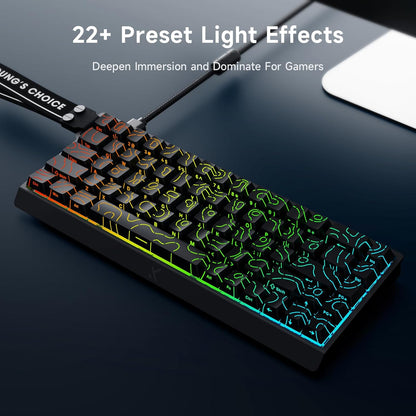 ACE 68 60% Mechanical Gaming Keyboard Wired Rapid Trigger Hall Effect Keyboard Magnetic Switch Adjustable Actuation 8000Hz Polling Rate Custom RGB MAC Laptop(Black Topographic TTC Dragon Lord)