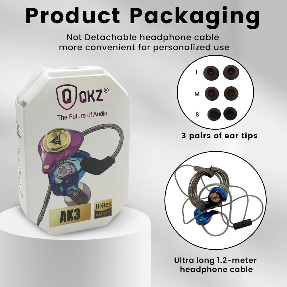 Wired Gaming Earbuds, Ak3File in Ear Monitors, Deep Bass Sound Wired Earbuds, Hifi in Ear Headphones with 1DD 10Mm Dynamic Driver, IEM for Music Gaming Video Calling (Purple)