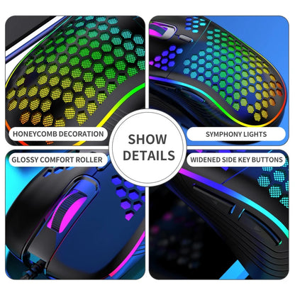 2.4G Wireless Gaming Mouse RGB Lighting Charging Mouse with Adjustable DPI Ergonomic Honeycomb Design for Desktop Laptop