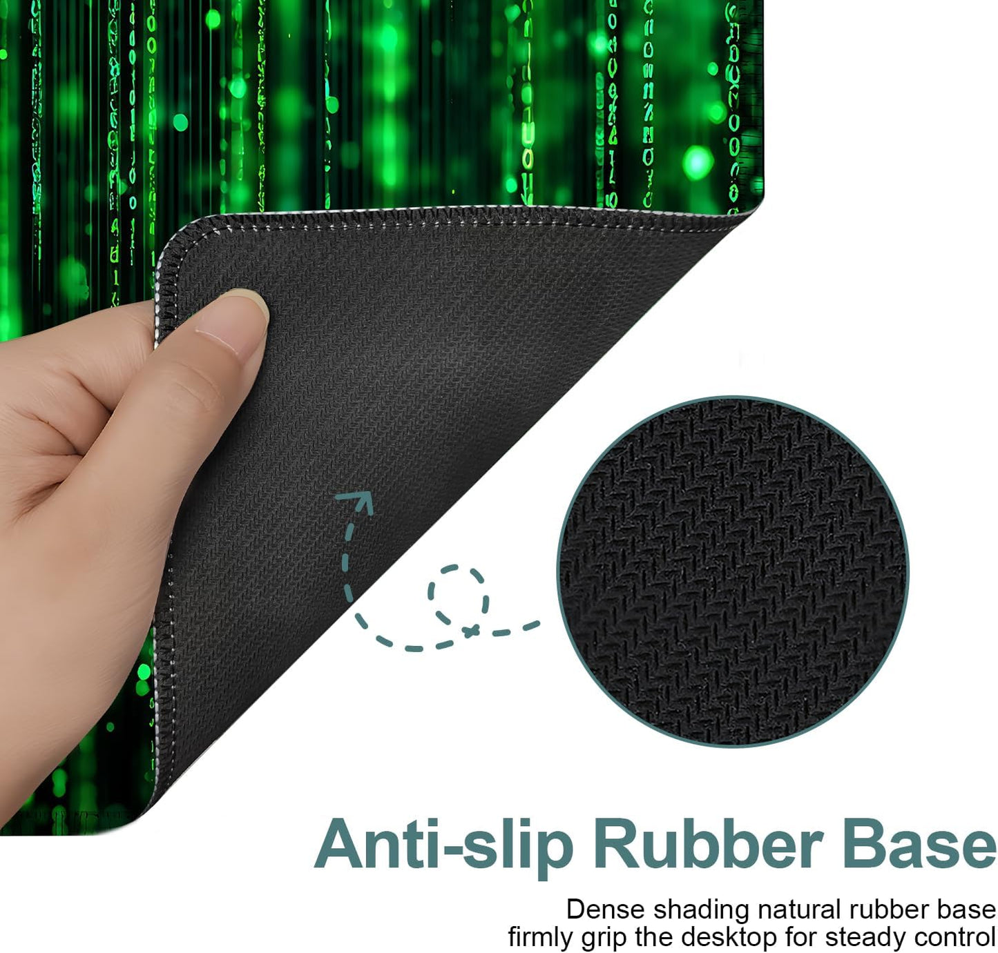 Matrix Code Extended Gaming Mouse Pad 31.5"X11.8" Mousepad, Large Desk Pad Desk Mat for Gaming & Office, Non-Slip Rubber Base