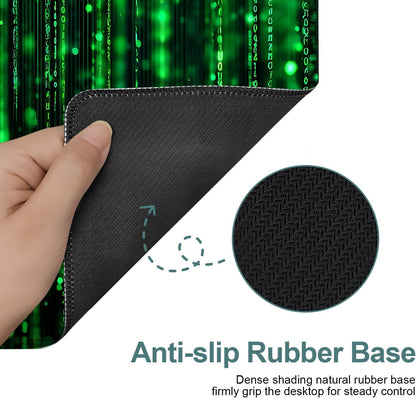 Matrix Code Extended Gaming Mouse Pad 31.5"X11.8" Mousepad, Large Desk Pad Desk Mat for Gaming & Office, Non-Slip Rubber Base