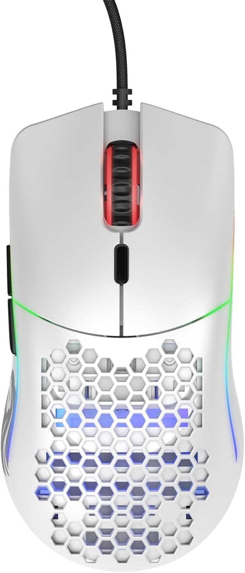 Model O- (Minus) Compact Wired Gaming Mouse - 58G Superlight Honeycomb Design, RGB, Pixart 3360 Sensor, Ambidextrous, Omron Switches - Matte White