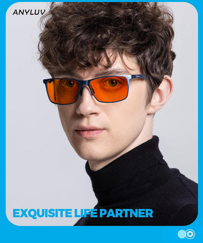 Blue Light Blocking Glasses Men, Al-Mg Metal Computer Gaming